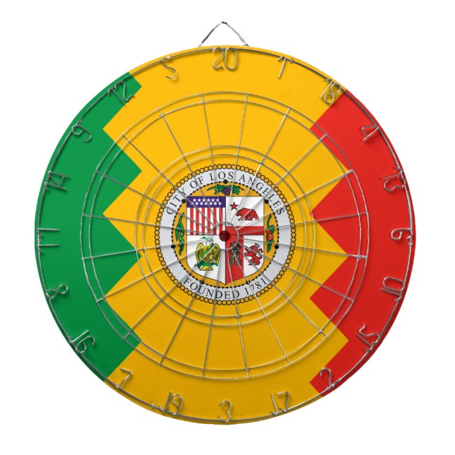Flagge von Los Angeles (Kalifornien, USA) Dartscheibe (vorne)