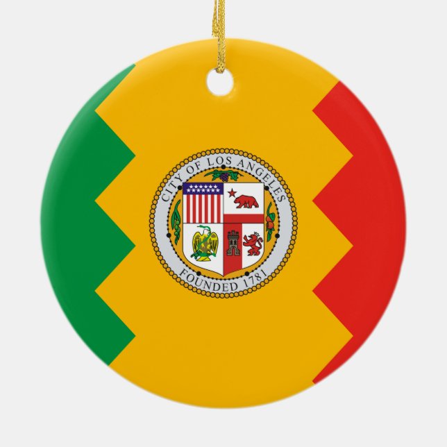 Flagge von Los Angeles (Kalifornien, USA) Keramik Ornament (Hinten)
