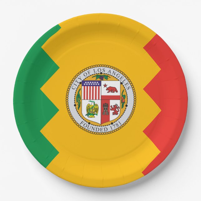 Flagge von Los Angeles (Kalifornien, USA) Pappteller (Vorderseite)