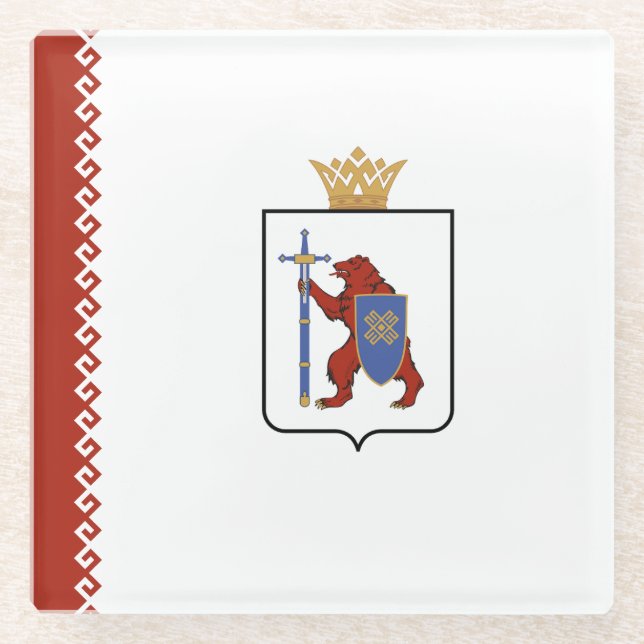 Flagge von Mari El Glasuntersetzer (Vorderseite)