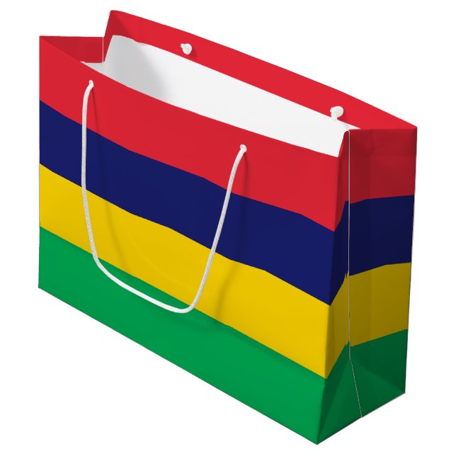 Flagge von Mauritius Große Geschenktüte (Vorderseite Schrägansicht)