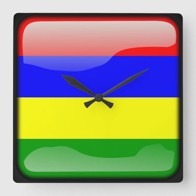 Flagge von Mauritius Quadratische Wanduhr (Vorderseite)