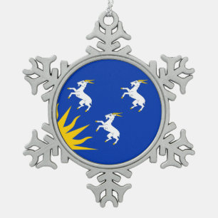 Flagge von Merionethshire Schneeflocken Zinn-Ornament