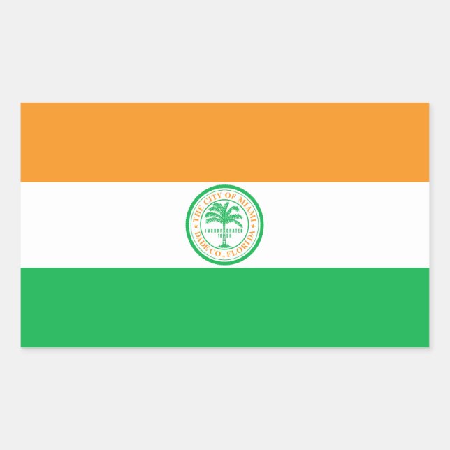 Flagge von Miami, rechteckiger Aufkleber in Florid (Vorderseite)