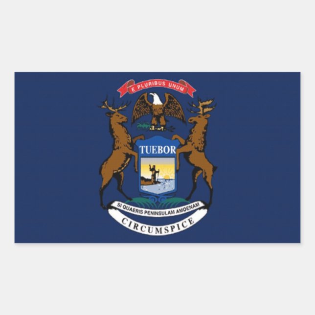 Flagge von Michigan Rechteckiger Aufkleber (Vorderseite)