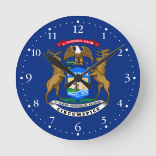 Flagge von Michigan Runde Wanduhr