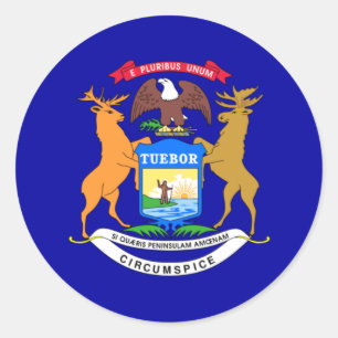 Flagge von Michigan Runder Aufkleber