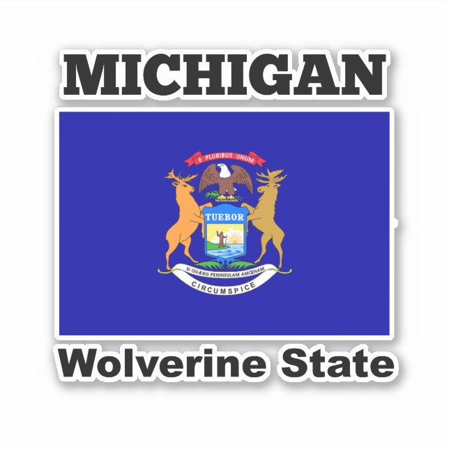 Flagge von Michigan, Staat Wolverine Aufkleber (Vorderseite)