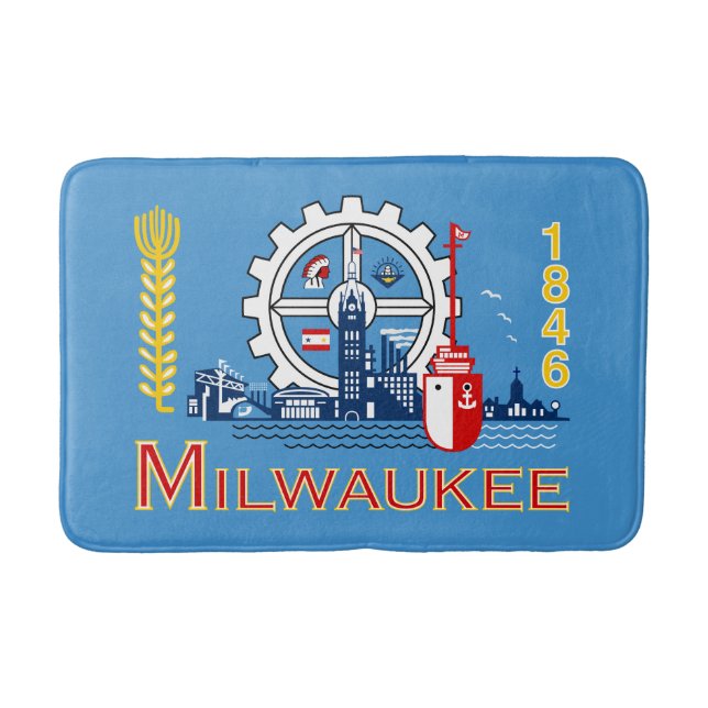 Flagge von Milwaukee, Wisconsin-Badematte Badematte (Vorderseite)
