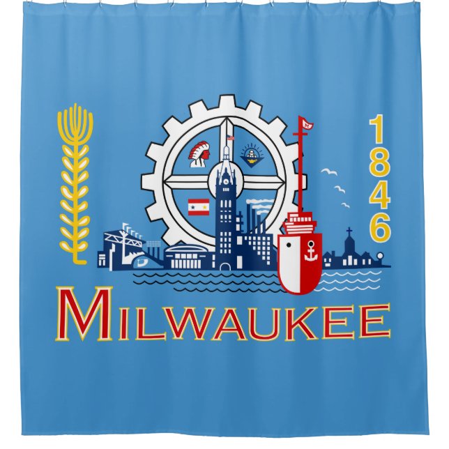 Flagge von Milwaukee (Wisconsin) Duschvorhang (Vorderseite)