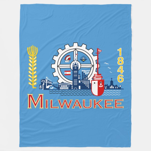 Flagge von Milwaukee, Wisconsin Fleece Blanket (Vorderseite)