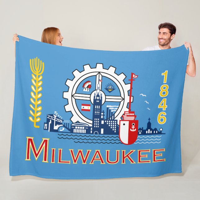 Flagge von Milwaukee (Wisconsin) Fleecedecke (Beispiel)
