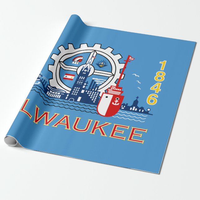 Flagge von Milwaukee (Wisconsin) Geschenkpapier (Ungerollt)
