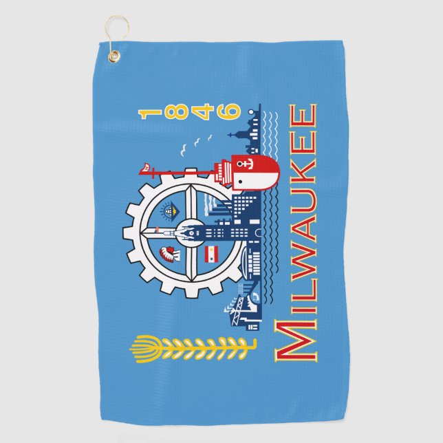 Flagge von Milwaukee, Wisconsin Golfhandtuch (Vorderseite)