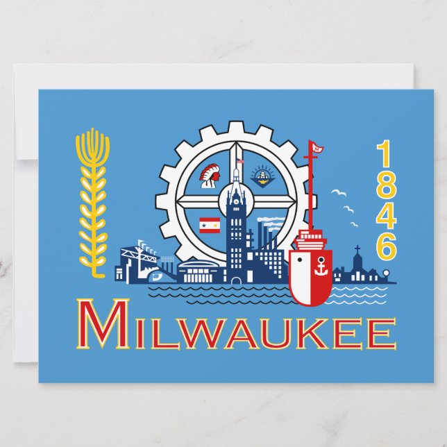 Flagge von Milwaukee (Wisconsin) Karte (Vorderseite)