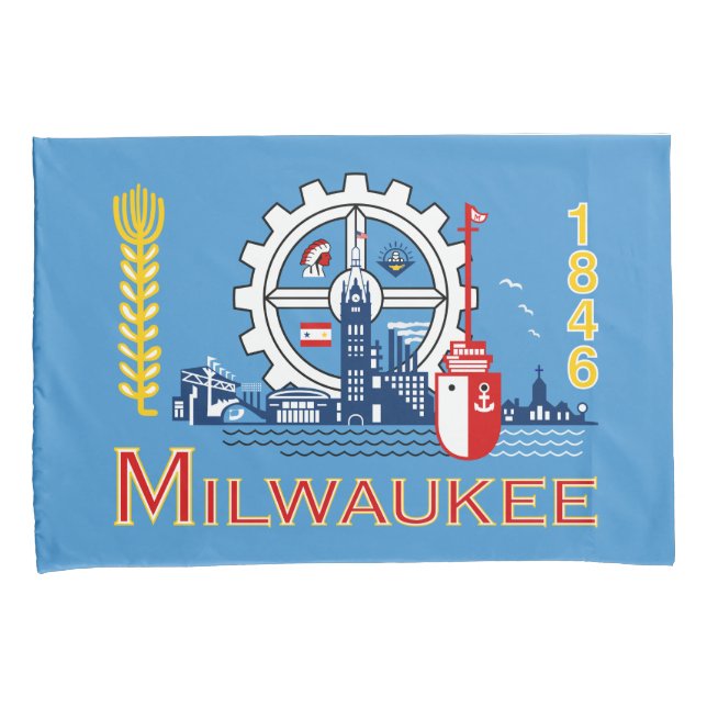 Flagge von Milwaukee (Wisconsin) Kissenbezug (Vorderseite-Rechts)