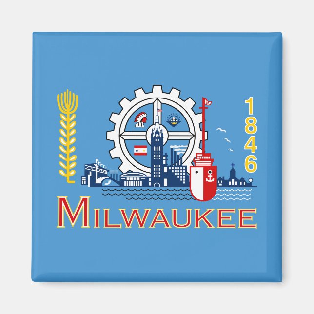 Flagge von Milwaukee (Wisconsin) Magnet (Vorne)
