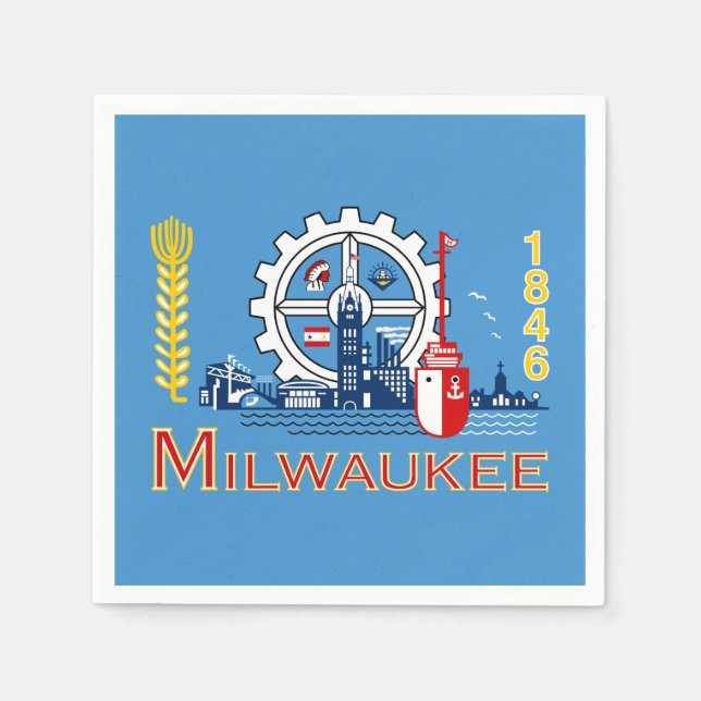 Flagge von Milwaukee, Wisconsin Napkins Serviette (Vorderseite)
