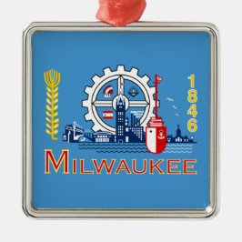 Flagge von Milwaukee (Wisconsin) Ornament Aus Metall