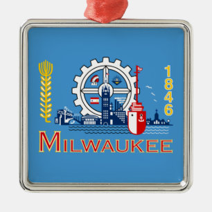 Flagge von Milwaukee (Wisconsin) Ornament Aus Metall
