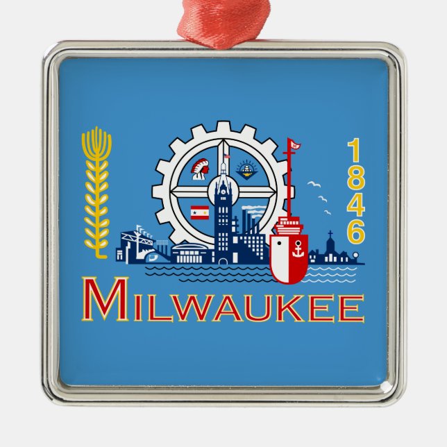 Flagge von Milwaukee (Wisconsin) Ornament Aus Metall (Vorne)