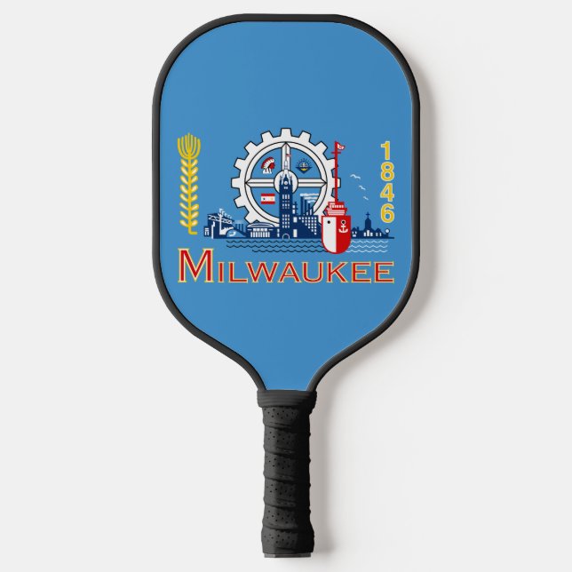 Flagge von Milwaukee, Wisconsin Pickleball Schläger (Vorderseite)