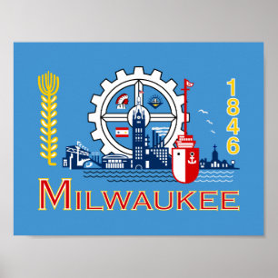 Flagge von Milwaukee, Wisconsin Poster