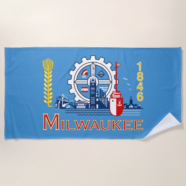 Flagge von Milwaukee (Wisconsin) Strandtuch (Vorderseite)