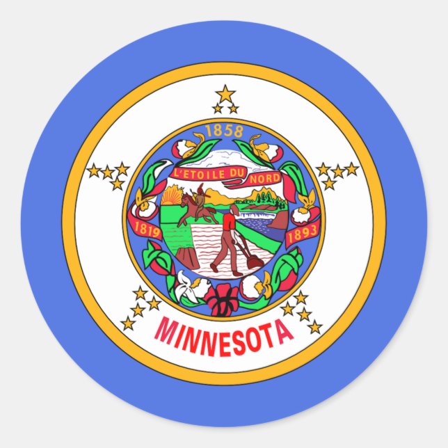Flagge von Minnesota Runder Aufkleber (Vorderseite)