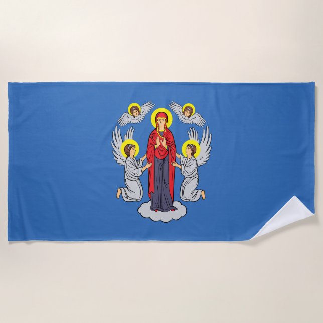 Flagge von Minsk (Belarus) Strandtuch (Vorderseite)