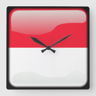 Flagge von Monaco Quadratische Wanduhr