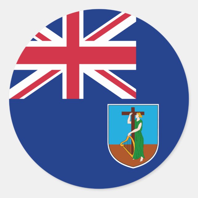 Flagge von Montserrat Runder Aufkleber (Vorderseite)