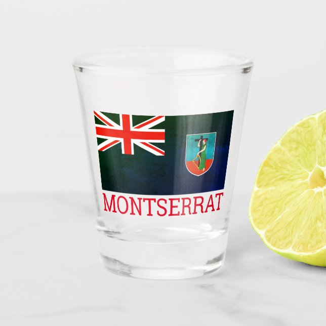 Flagge von Montserrat Schnapsglas (Vorderseite)