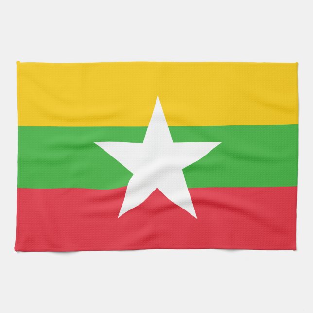 Flagge von Myanmar Geschirrtuch (Horizontal)