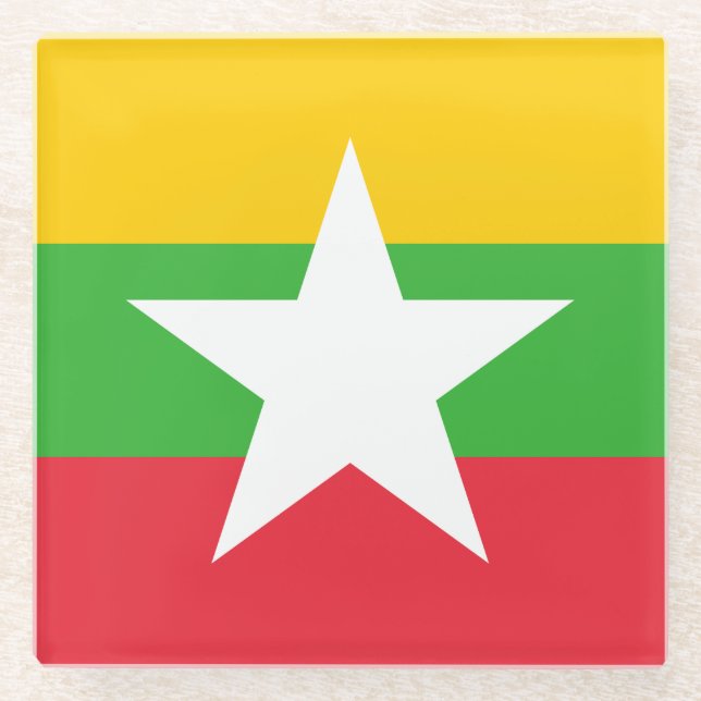 Flagge von Myanmar Glasuntersetzer (Vorderseite)