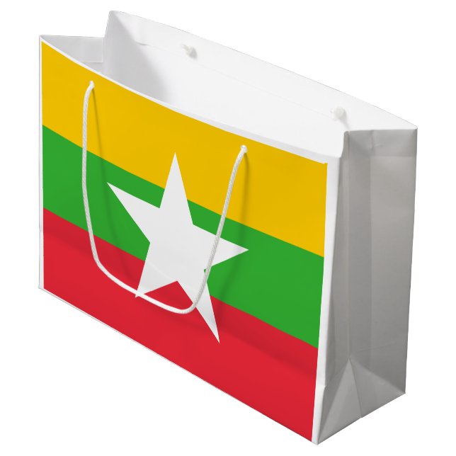 Flagge von Myanmar Große Geschenktüte (Vorderseite Schrägansicht)
