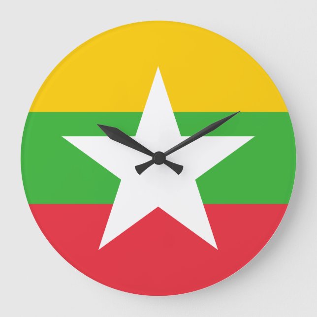 Flagge von Myanmar Große Wanduhr (Vorderseite)