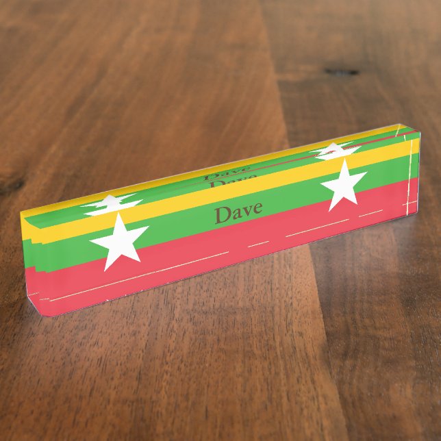 Flagge von Myanmar Namensplakette (Seite)
