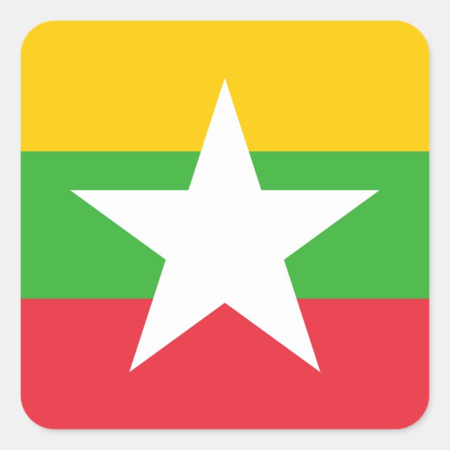Flagge von Myanmar Quadratischer Aufkleber (Vorderseite)