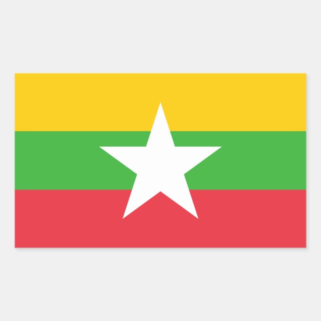 Flagge von Myanmar Rechteckiger Aufkleber (Vorderseite)