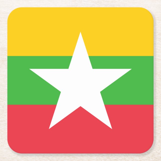 Flagge von Myanmar Rechteckiger Pappuntersetzer (Vorderseite)