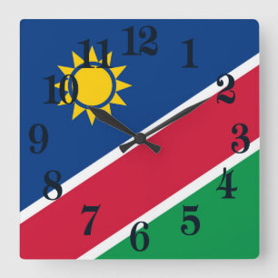 Flagge von Namibia Quadratische Wanduhr