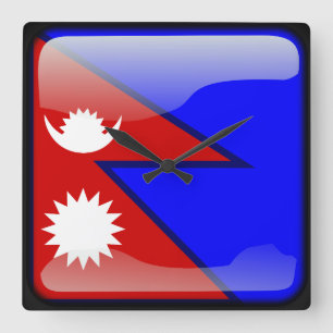 Flagge von Nepal Quadratische Wanduhr