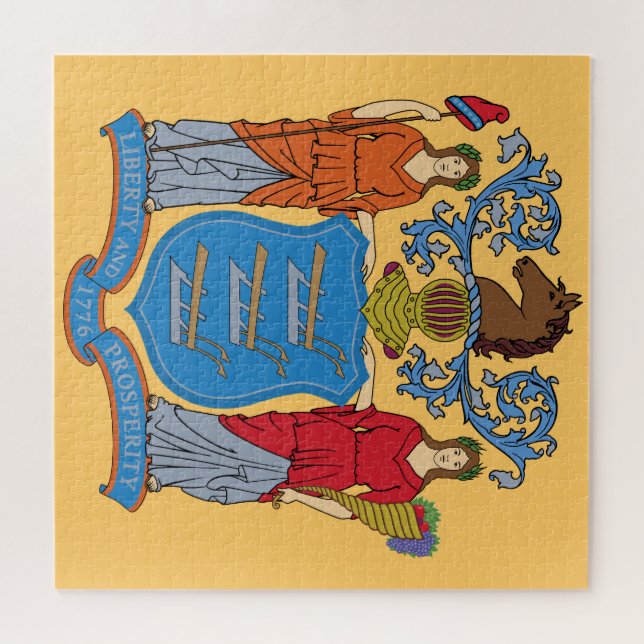 Flagge von New Jersey Puzzle (Horizontal)