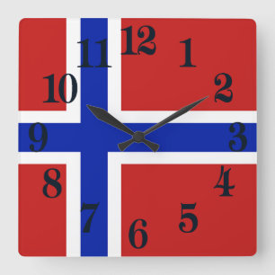 Flagge von Norwegen-Skandinavier Quadratische Wanduhr