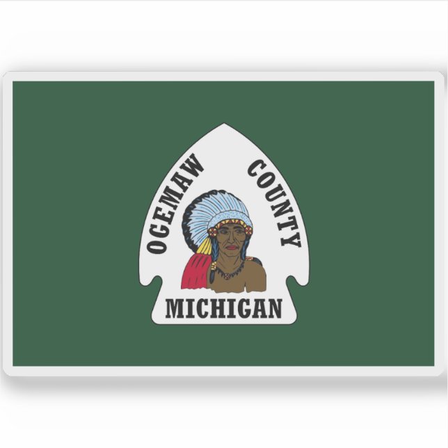 Flagge von Ogemaw Landkreis, Michigan Aufkleber (Vorderseite)