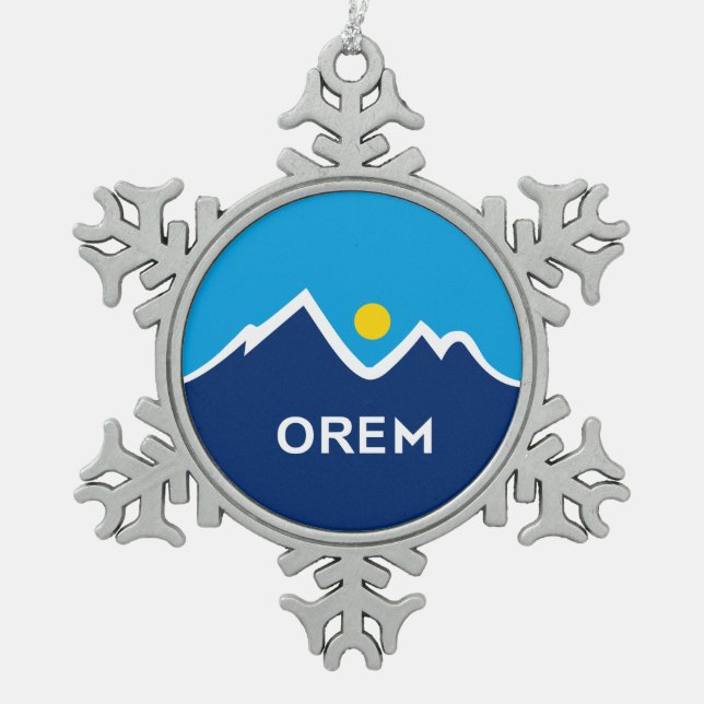 Flagge von Orem, Utah Schneeflocken Zinn-Ornament (Vorderseite)