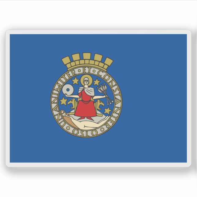 Flagge von Oslo Aufkleber (Vorderseite)