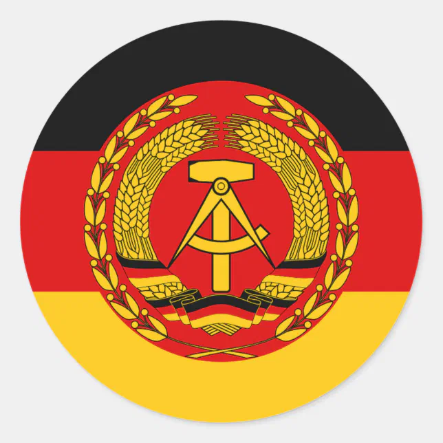 Flagge von Ostdeutschland - Flagge der DDR (DDR) - Runder Aufkleber