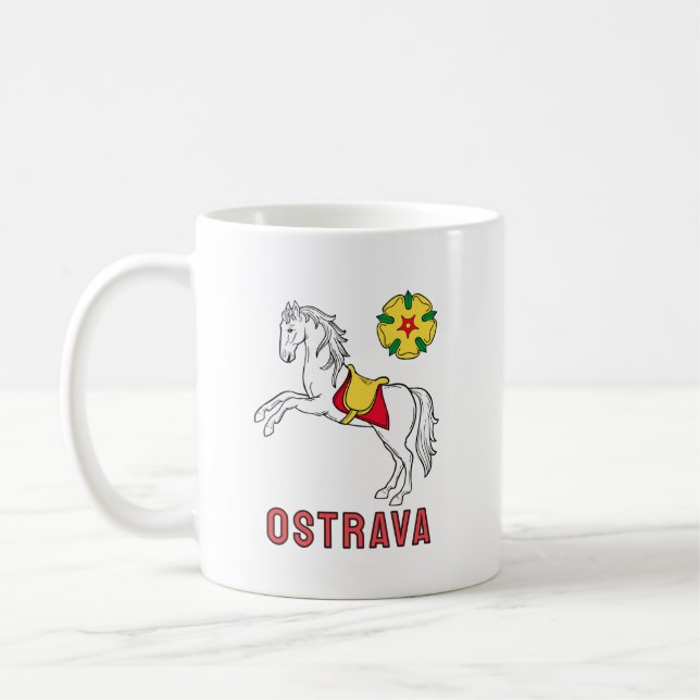 Flagge von Ostrava, Tschechische Republik Kaffeetasse (Links)